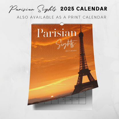 Calendario fotográfico de París para imprimir con vistas parisinas de 2025