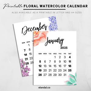 2025 Print Watercolor Wall Calendar