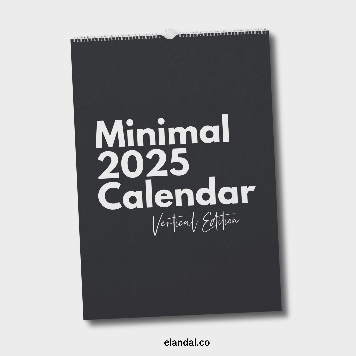 Calendario vertical minimalista de página completa para imprimir en 2025