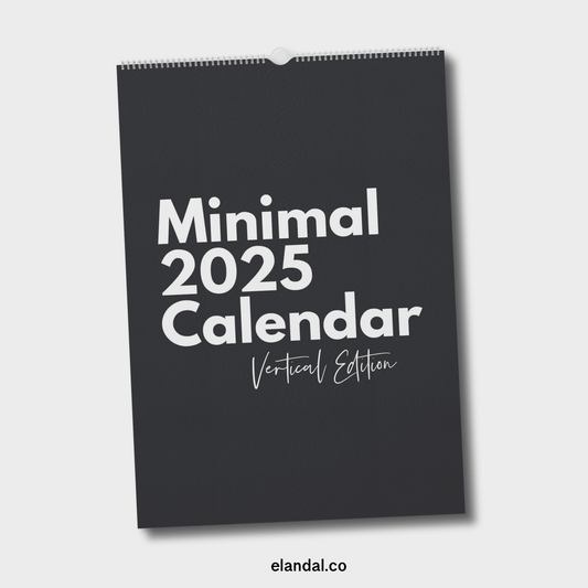 Calendario vertical minimalista de página completa para imprimir en 2025