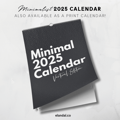 2025 Printable Minimal Vertical Calendar, Desk 12-Month Calendar, Stylish Office Decor