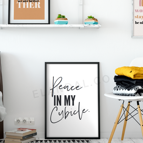 Peace in My Cubicle Framed Poster Print Stylish Workspace Artwork