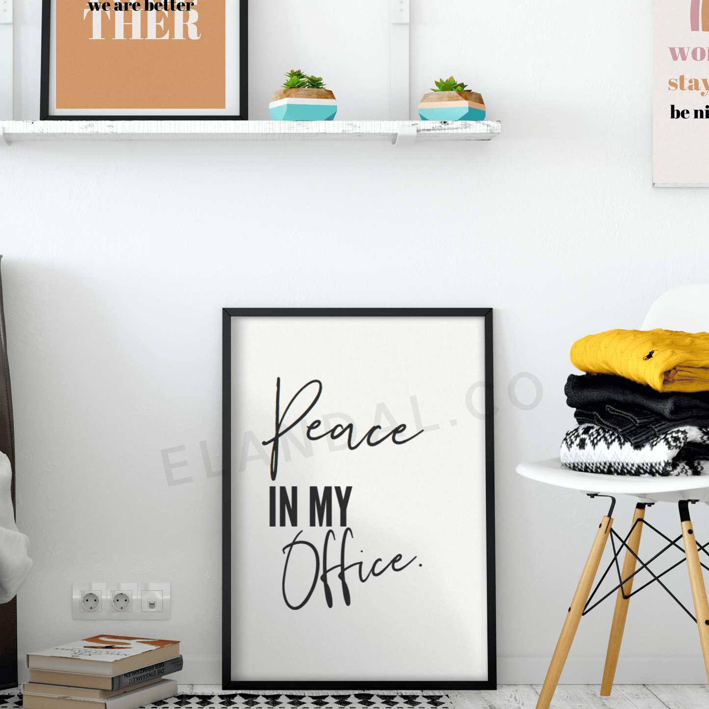 Peace in My Office Framed Poster Print, Stylish Office Wall Decor