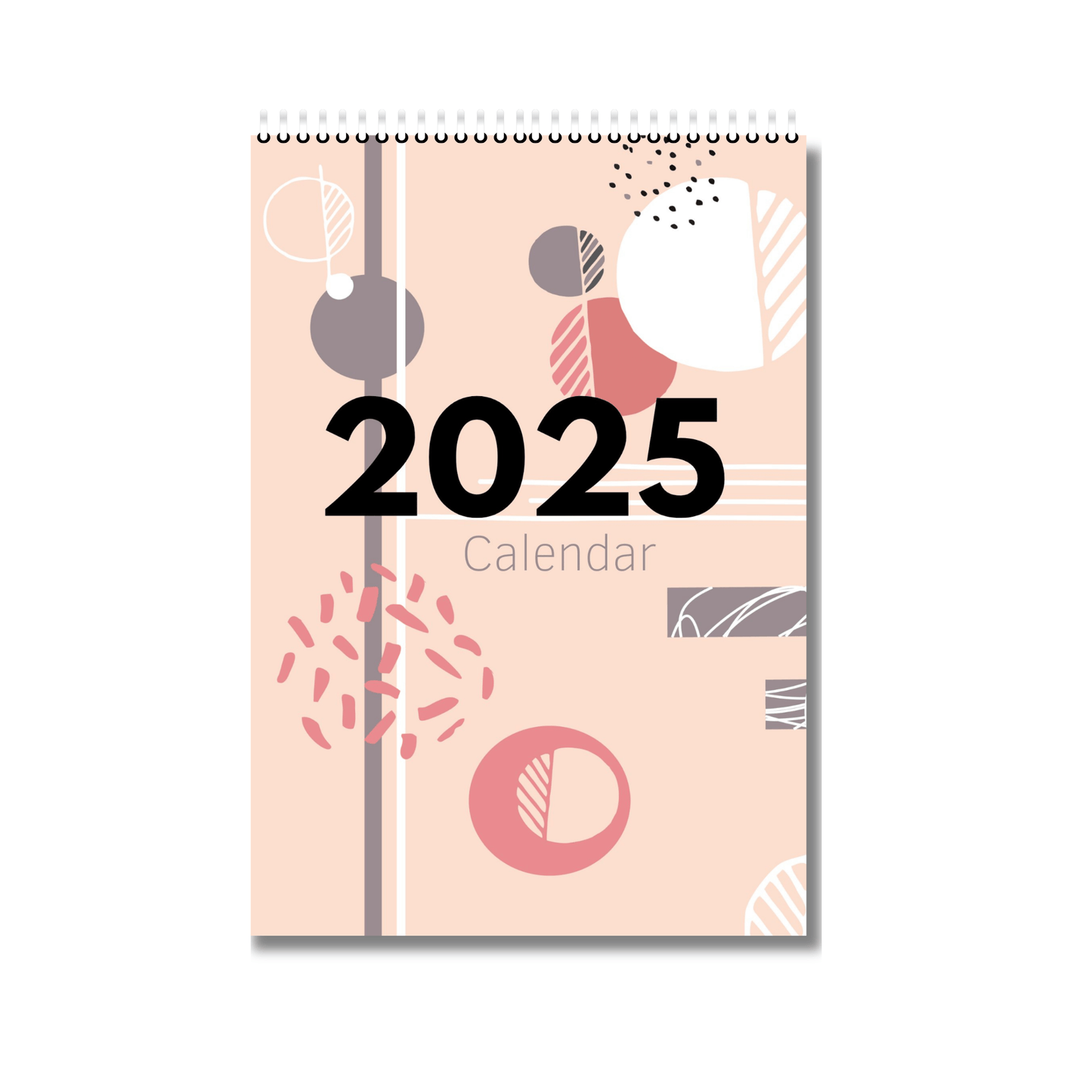 2025 Pink Abstract Wall Calendar