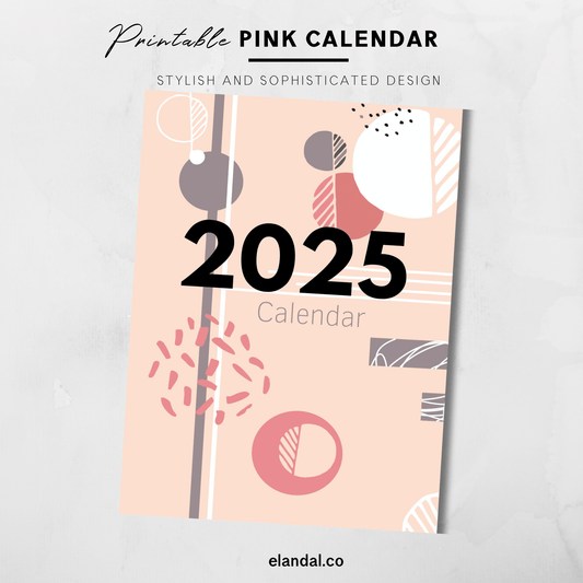 2025 Printable Pink Aesthetic Abstract Design Calendar