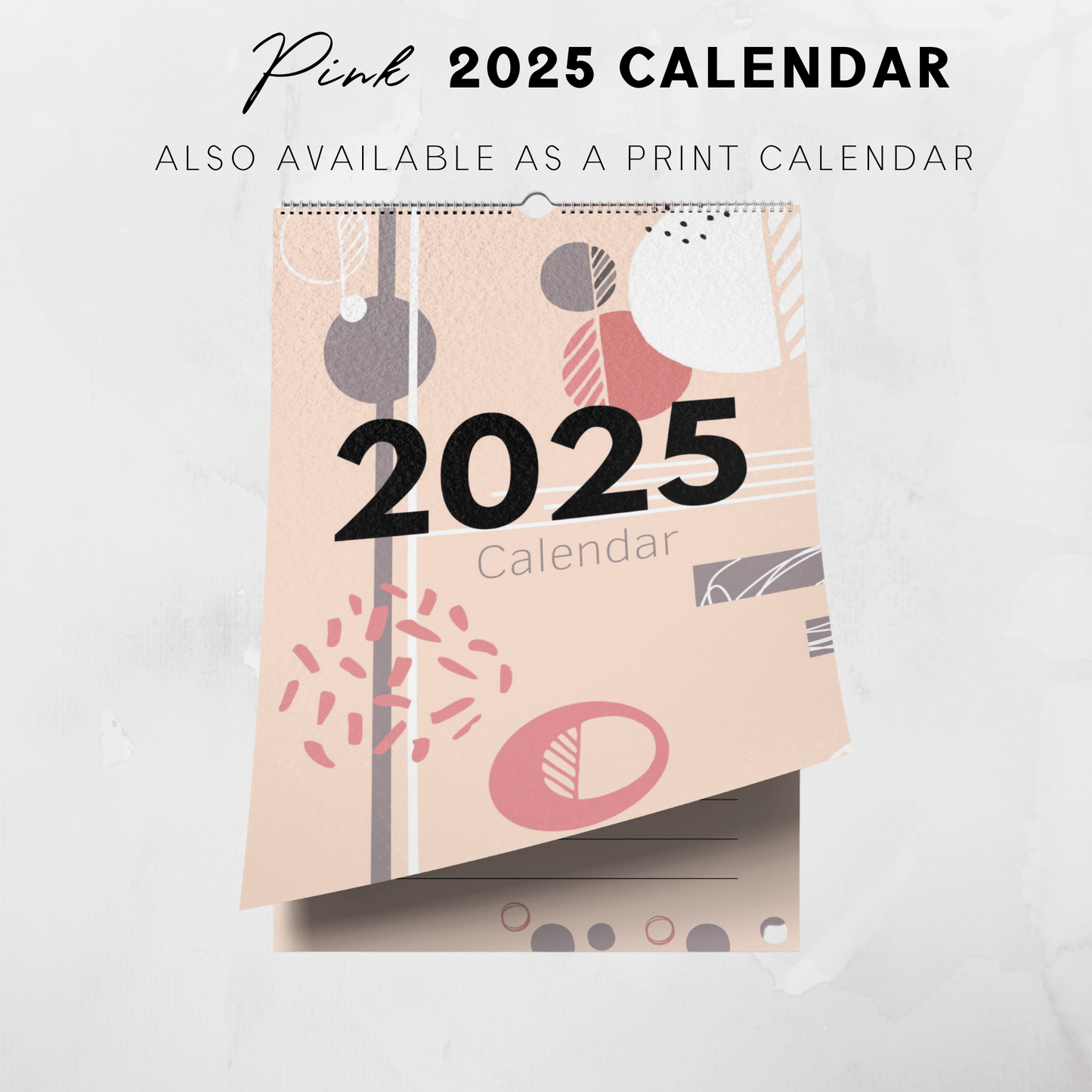 2025 Printable Pink Abstract Design Calendar