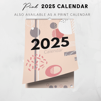 2025 Printable Pink Abstract Design Calendar