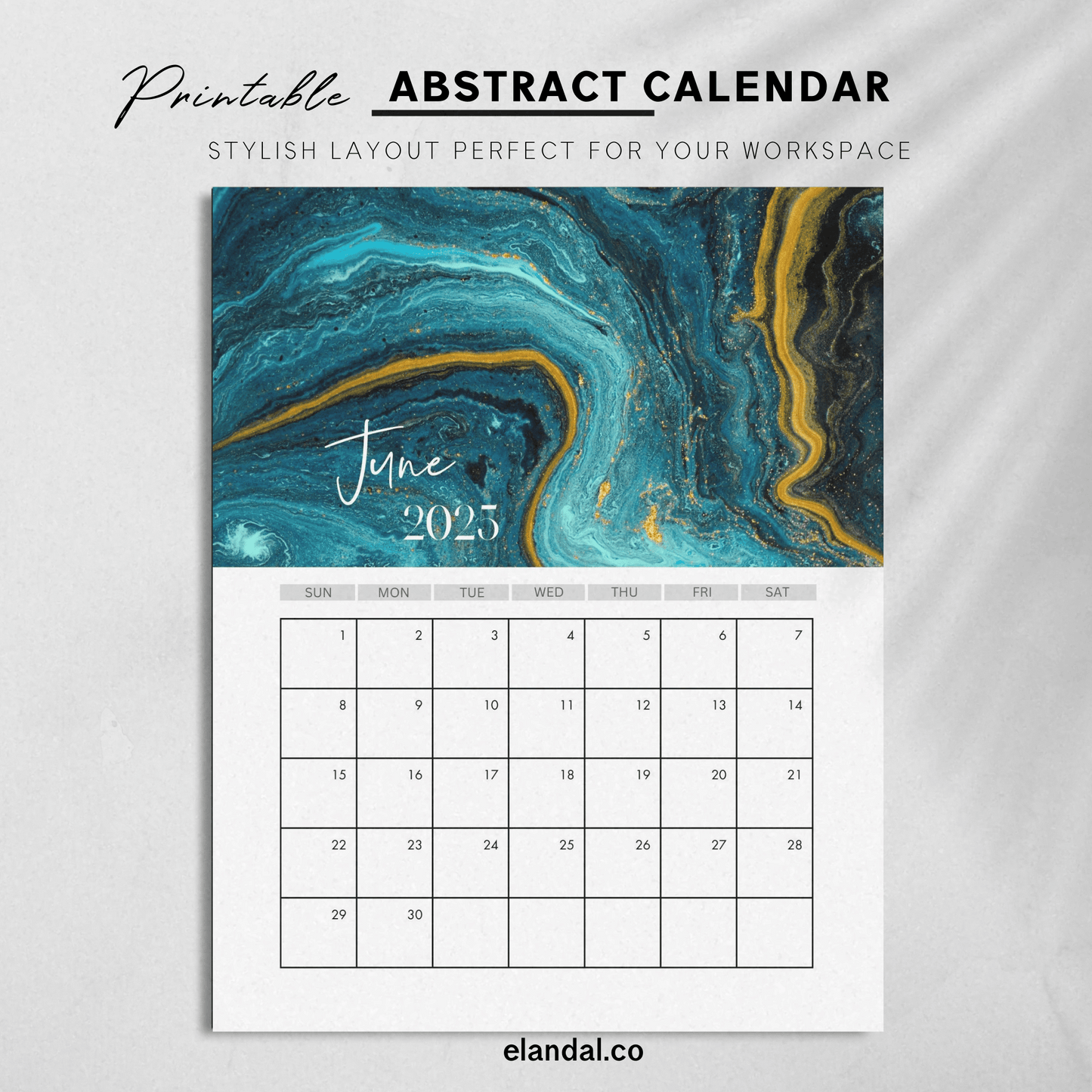 2025 Abstract Art Printable Vertical Monthly Calendar