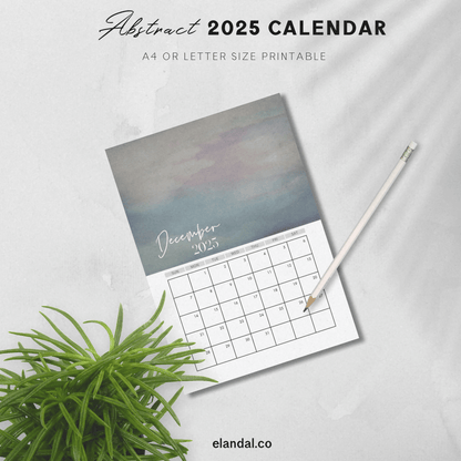 2025 Abstract Art Printable Vertical Monthly Calendar