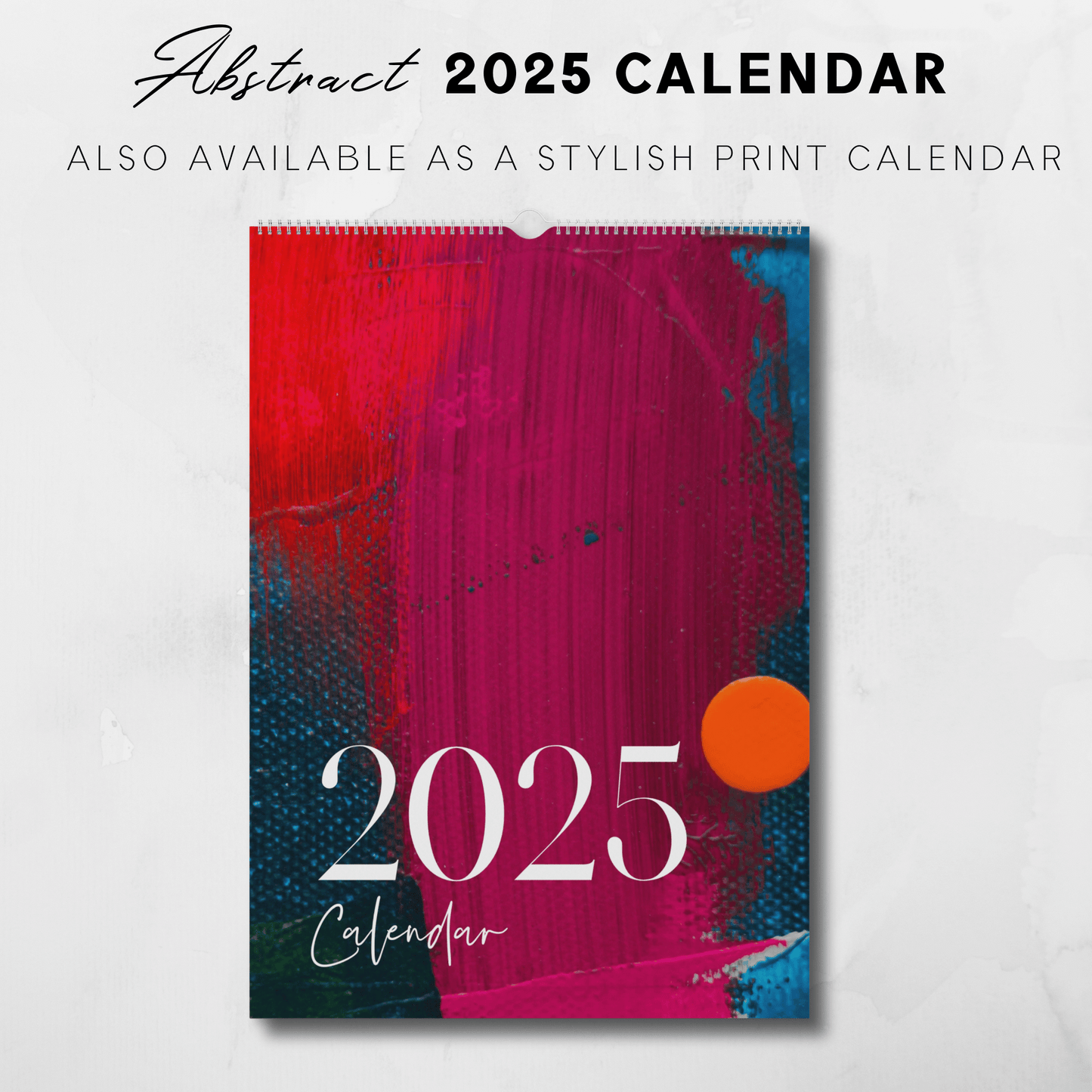 2025 Abstract Art Printable Vertical Monthly Calendar