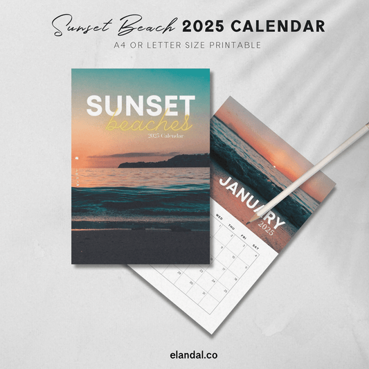 2025 Printable Sunset Beaches Calendar