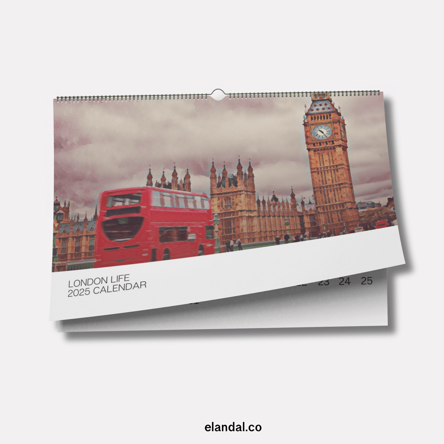 Calendario de pared ilustrado de Londres para imprimir en 2025