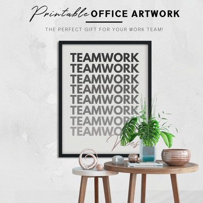 Printable Teamwork Poster Cubicle/Office Decor, Work Office Wall Art, Coworker/Boss Gift, Digital Download Poster, Inspirational Printable