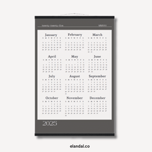 Load image into Gallery viewer, 2025 Slate Grey and Off White Print Poster Calendar with Hangers