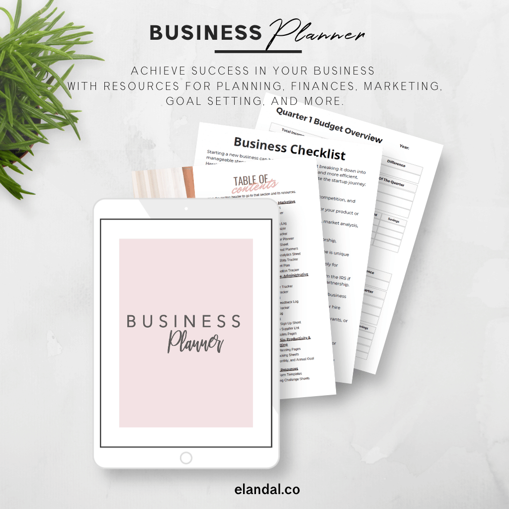 Deluxe Printable 2025 Business Planner: 140+ Pages of Resources (Financial, Marketing, Social Media, Goal Setting Tools)