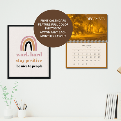 2025 Print Brown Minimalist Photo Wall Calendar