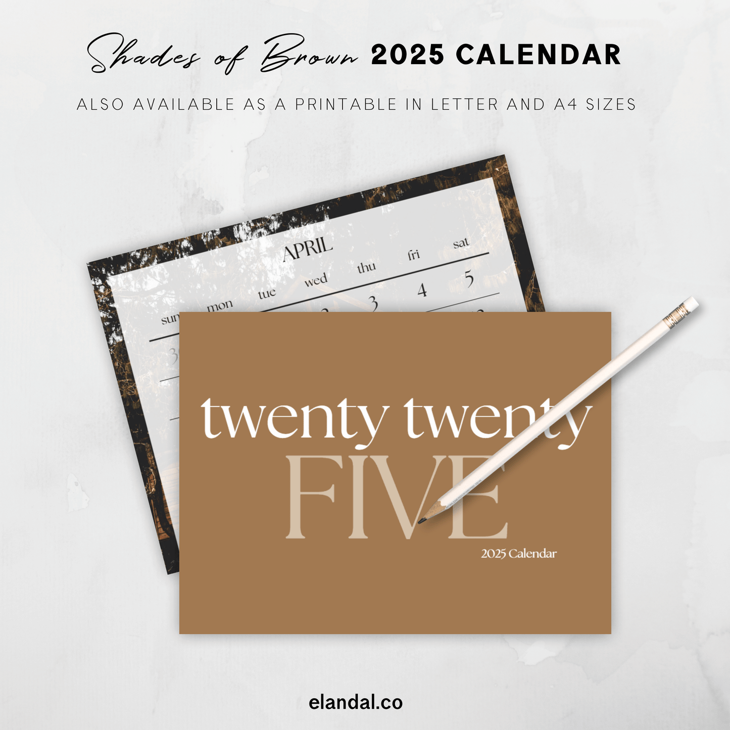 2025 Print Brown Minimalist Photo Wall Calendar