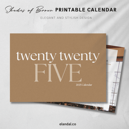 2025 Printable Landscape Shades of Brown Calendar