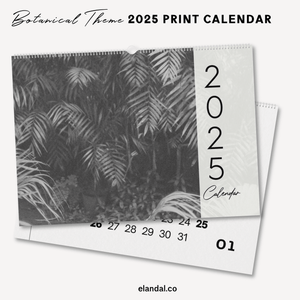 2025 Print Botanical Black and White Landscape Photo Calendar