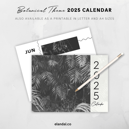 2025 Print Botanical Black and White Landscape Photo Calendar