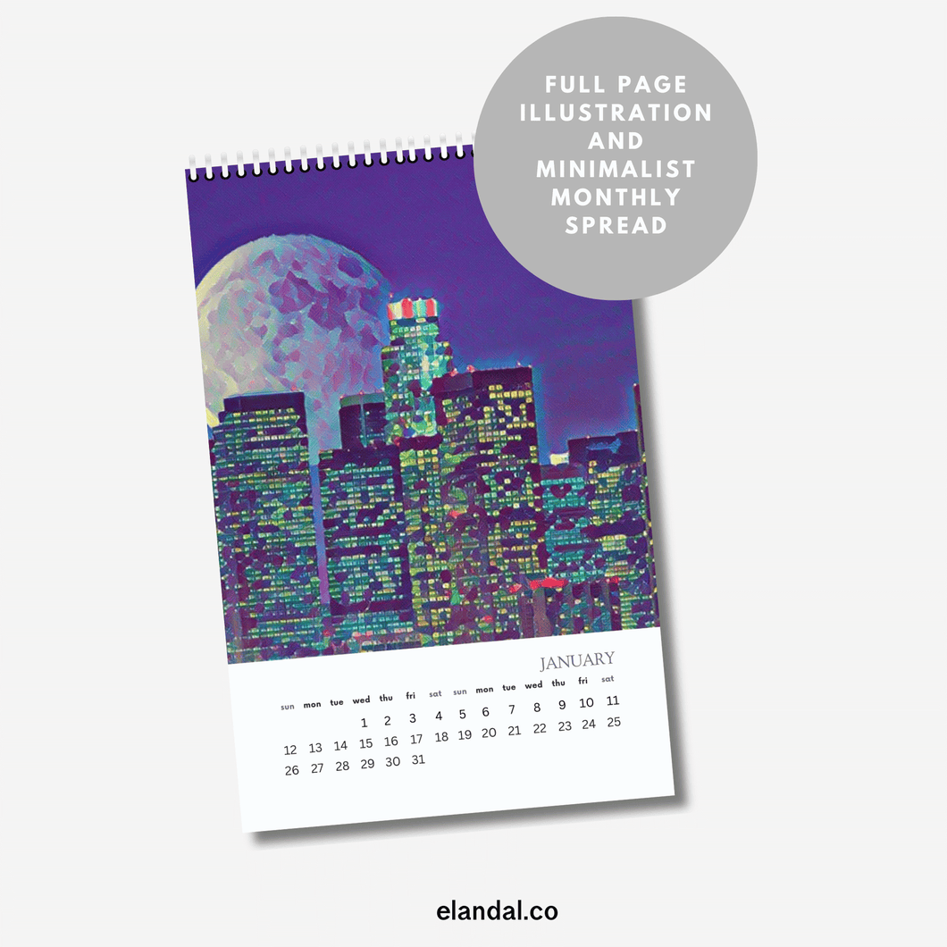 2025 Print Los Angeles Illustrated Wall Calendar