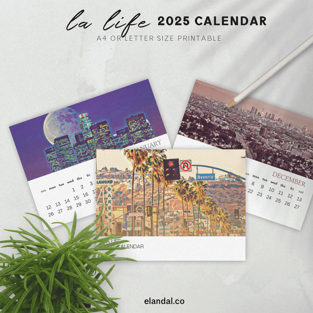 2025 Printable Los Angeles Illustrated Calendar