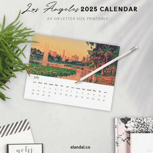 2025 Printable Los Angeles Illustrated Calendar