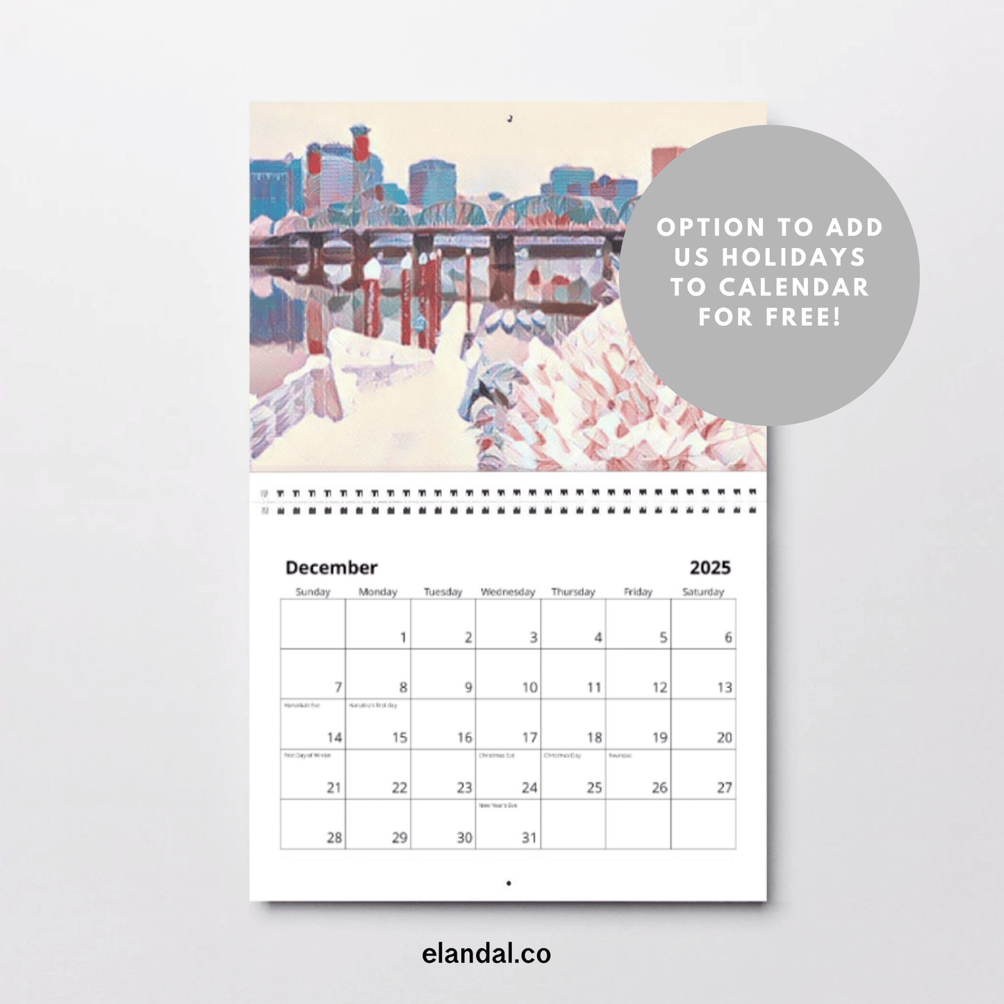 2025 Print Portland Illustrated Wall Calendar