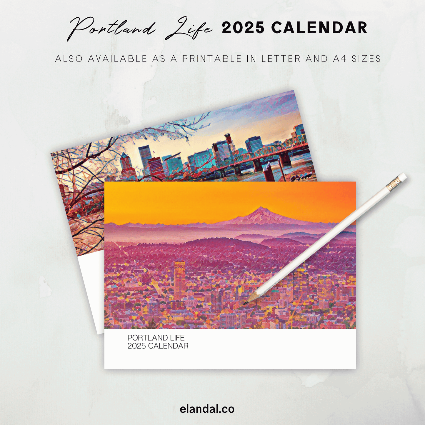 2025 Print Portland Illustrated Wall Calendar