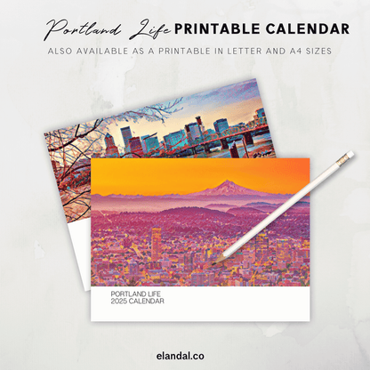 Calendario ilustrado de Portland para imprimir en 2025