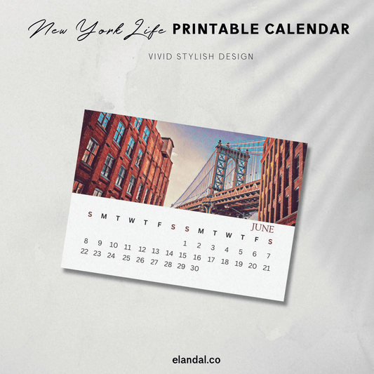 Calendario ilustrado de Nueva York para imprimir en 2025