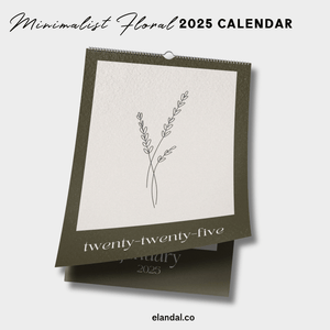 2025 Minimalist Brown Botanical Floral Plant Sketch Wall Calendar