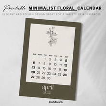 Load image into Gallery viewer, 2025 Printable Minimalist Brown Botanical Floral Plant Sketch Calendar