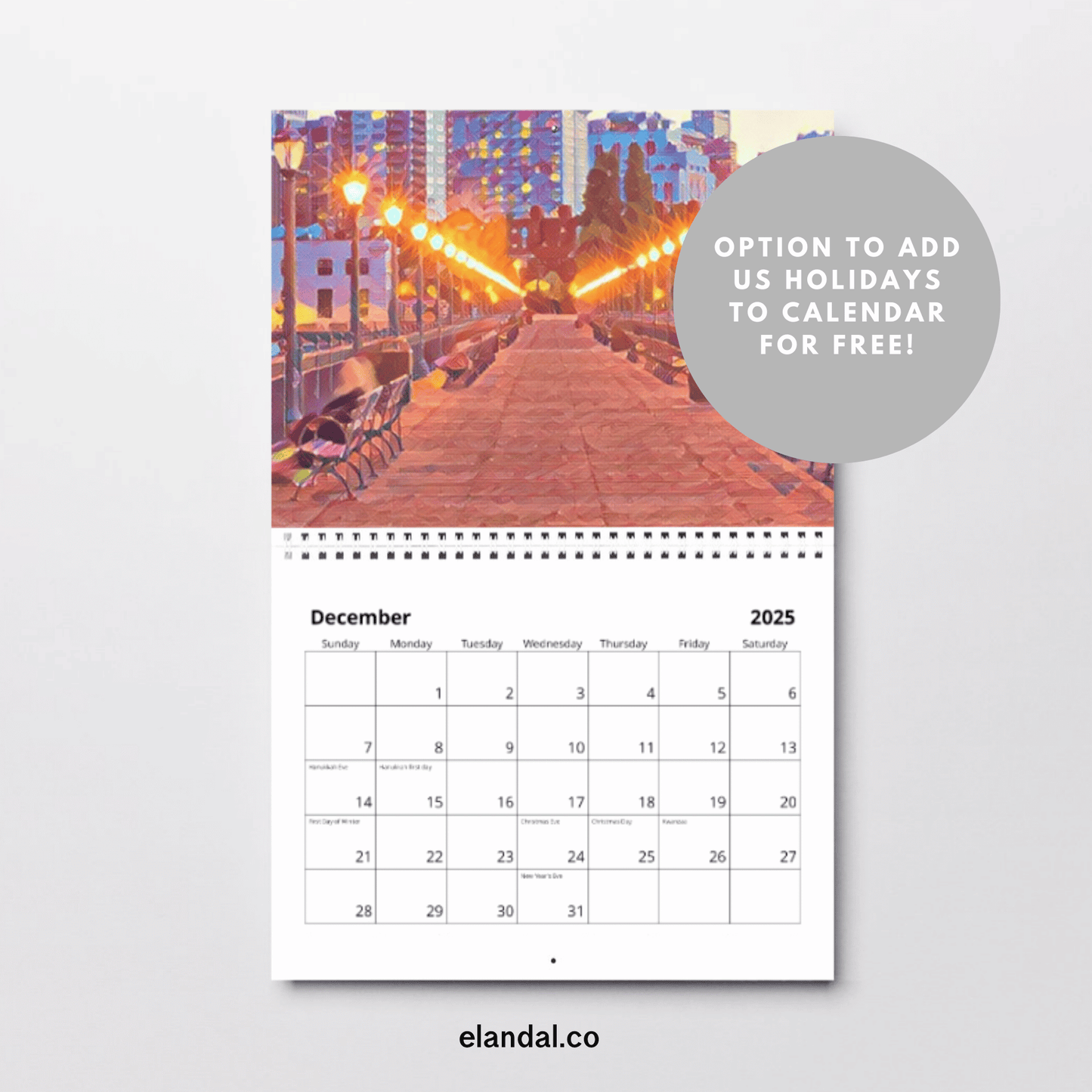 2025 Print San Francisco Illustrated Wall Calendar