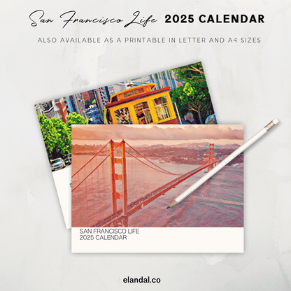 2025 Print San Francisco Illustrated Wall Calendar