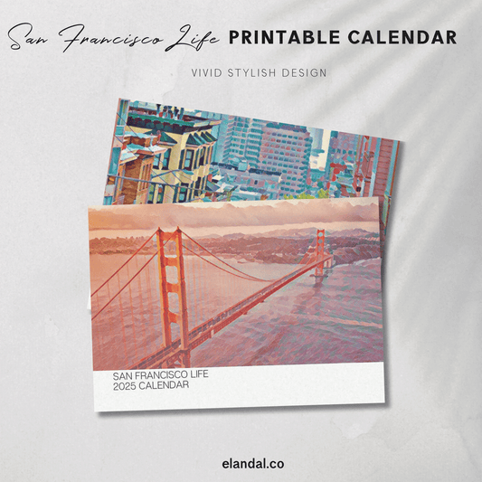 Calendario ilustrado de San Francisco para imprimir en 2025