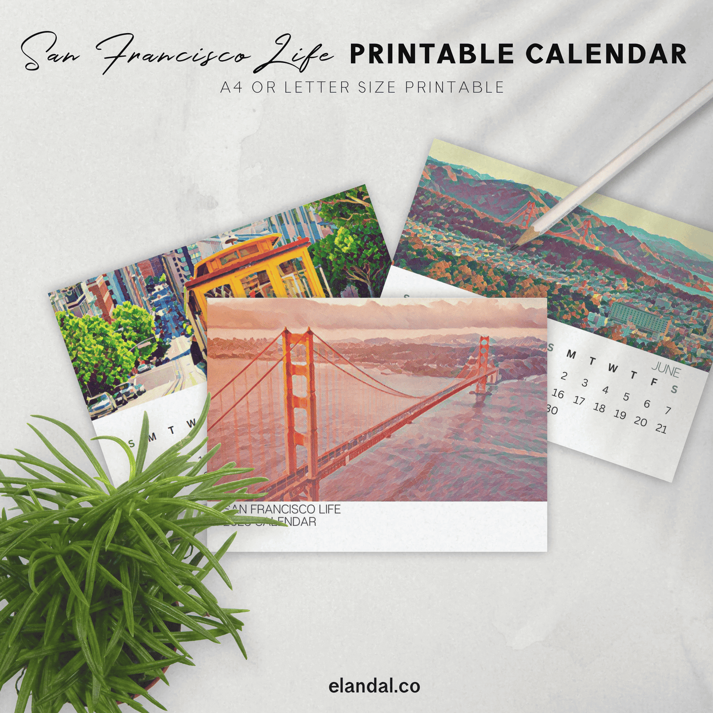 2025 Printable San Francisco Illustrated Calendar