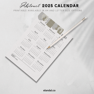 2025 Printable Abstract Minimalist Poster Calendar