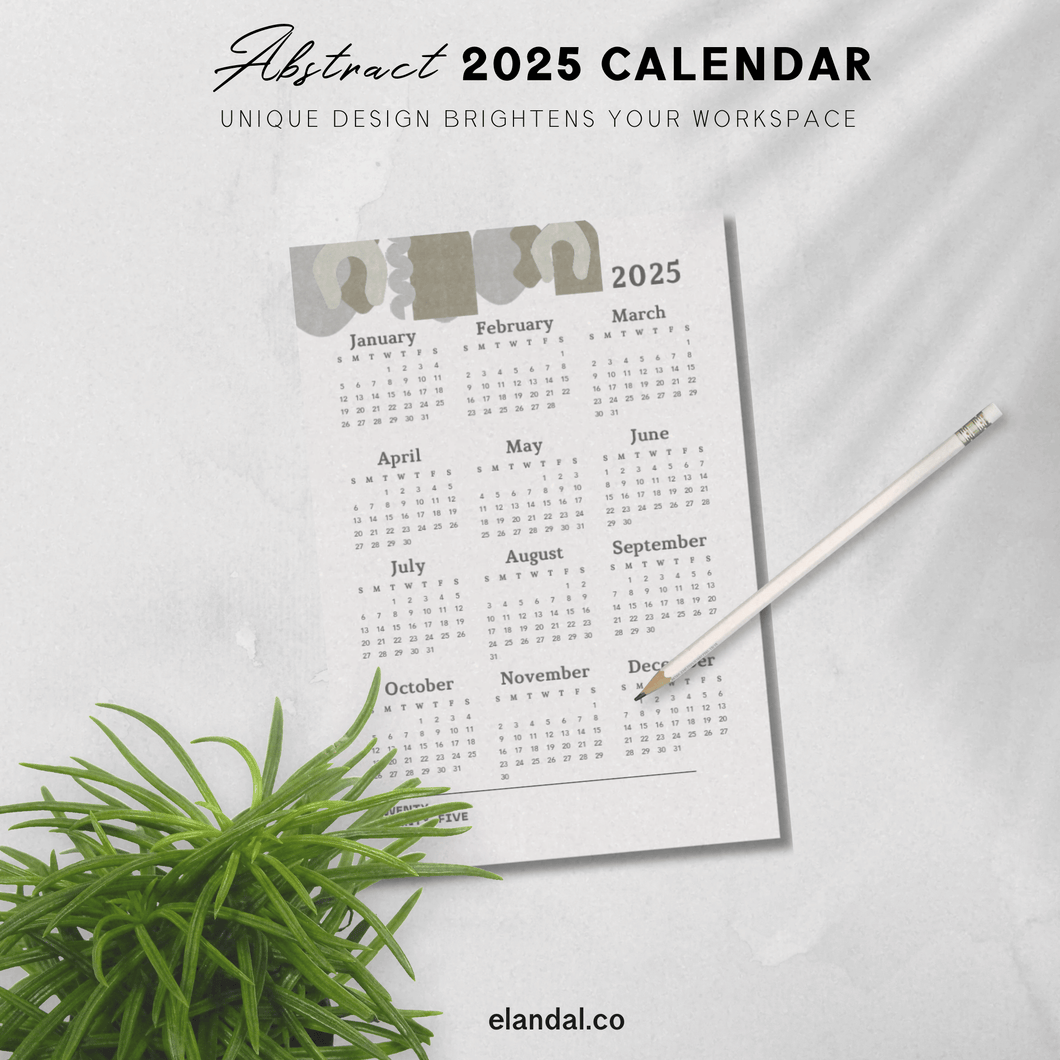 2025 Printable Abstract Minimalist Poster Calendar