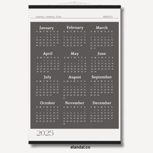 Load image into Gallery viewer, 2025 Slate Grey Poster Calendar - Light Border with Hangers