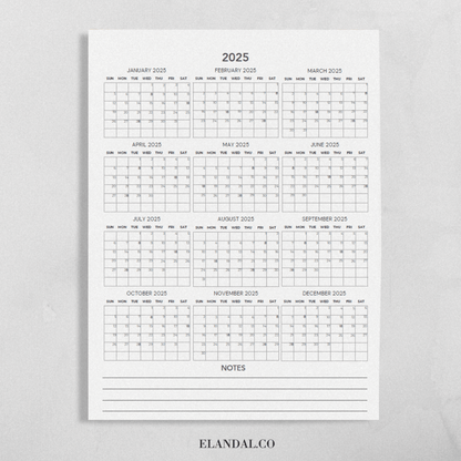 2025 Print Minimalist Poster Planning Calendar