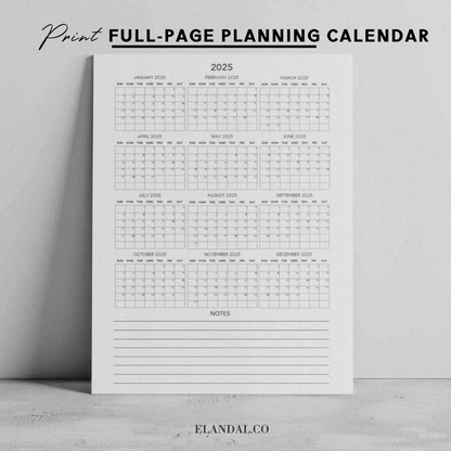 2025 Print Minimalist Poster Planning Calendar