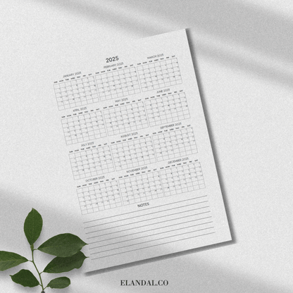 2025 Print Minimalist Poster Planning Calendar