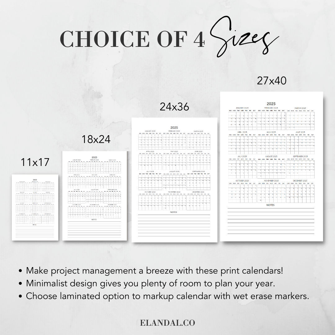 2025 Print Minimalist Poster Planning Calendar