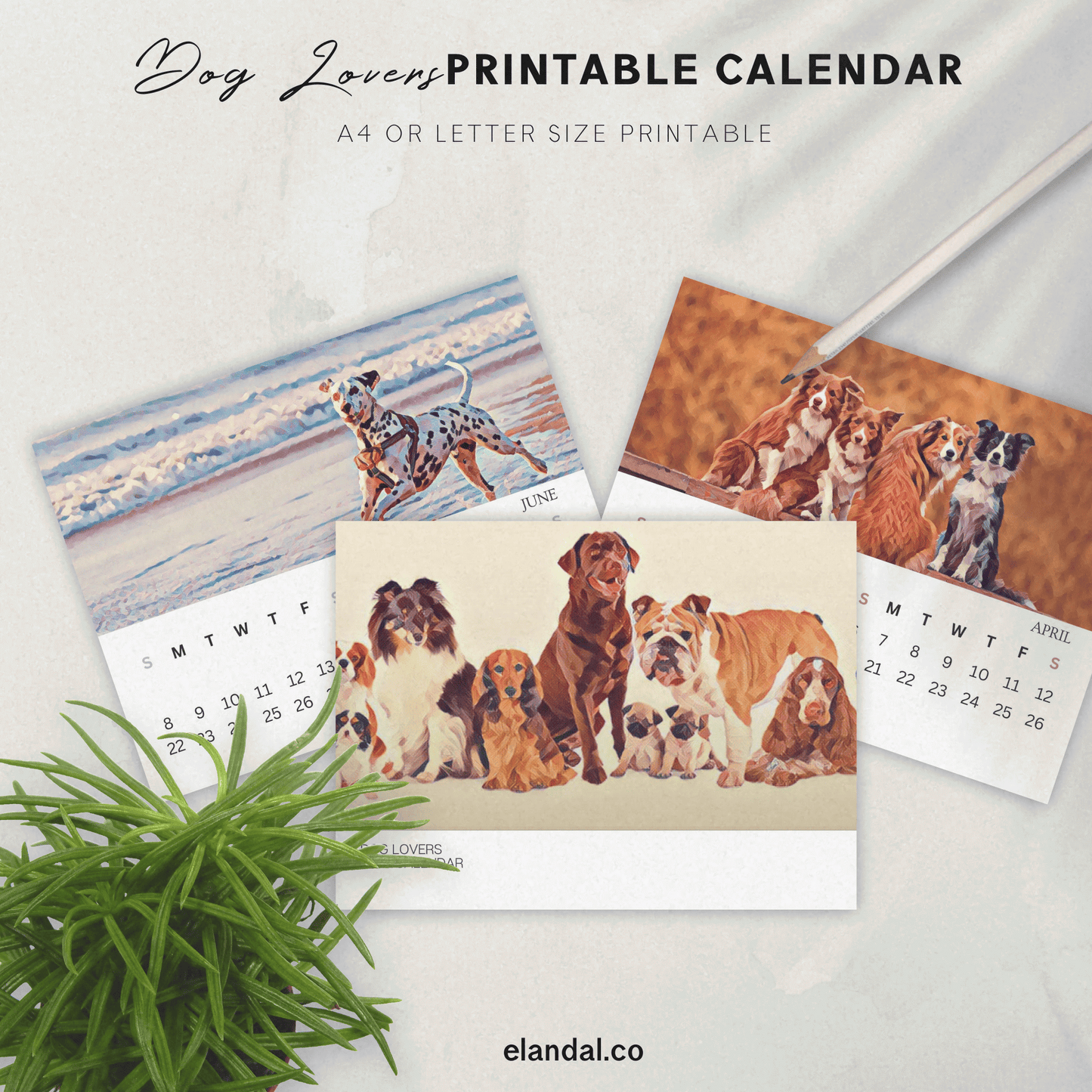 2025 Printable Dog Lovers Illustrated Calendar