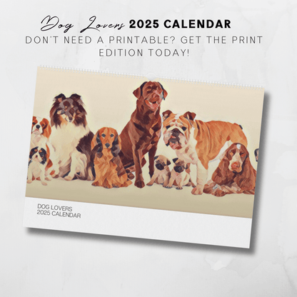 2025 Printable Dog Lovers Illustrated Calendar