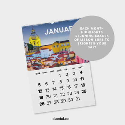 2025 Print Lisbon Travel Vertical Wall Calendar