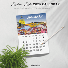 Load image into Gallery viewer, 2025 Printable Lisbon Portugal Vertical Photo Calendar