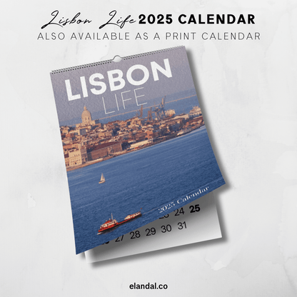 Calendario fotográfico vertical de Lisboa, Portugal, para imprimir en 2025