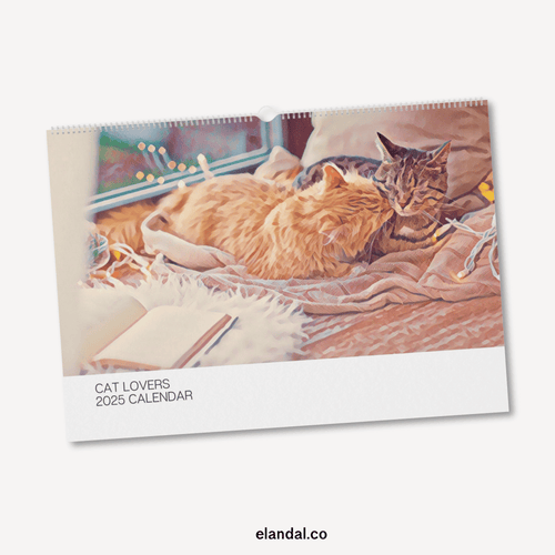 2025 Print Cat Lovers Illustrated Wall Calendar